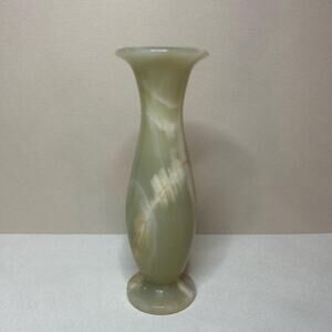 Vintage Onyx Marble Bud Vase, Hand Carved Stone Home Decor